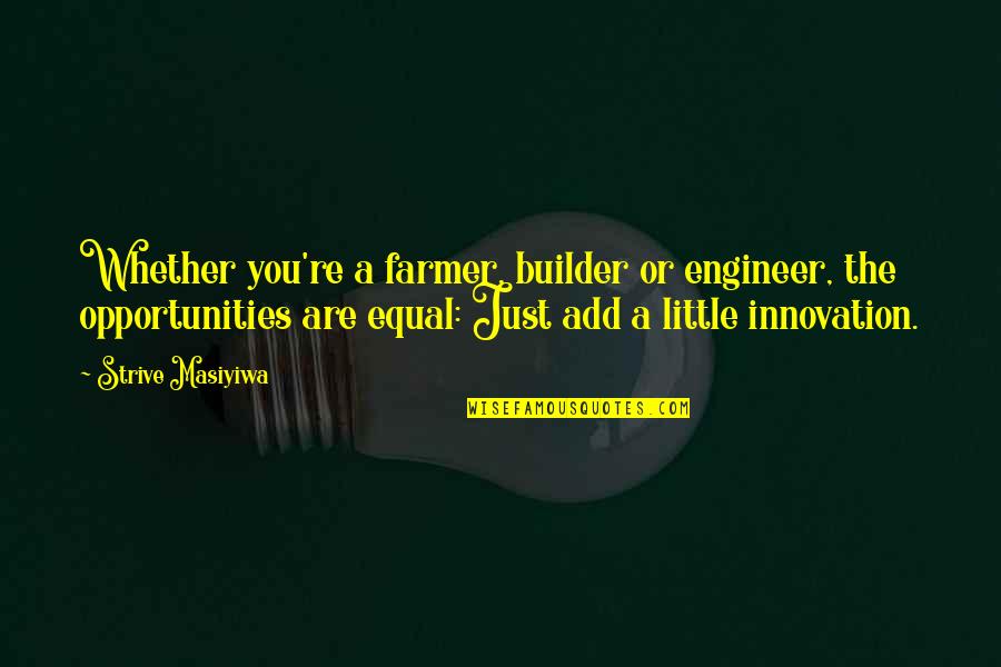 Luckner University Quotes By Strive Masiyiwa: Whether you're a farmer, builder or engineer, the