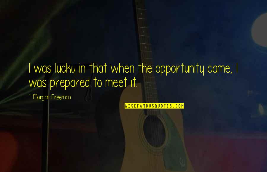 Lucky To Meet You Quotes By Morgan Freeman: I was lucky in that when the opportunity
