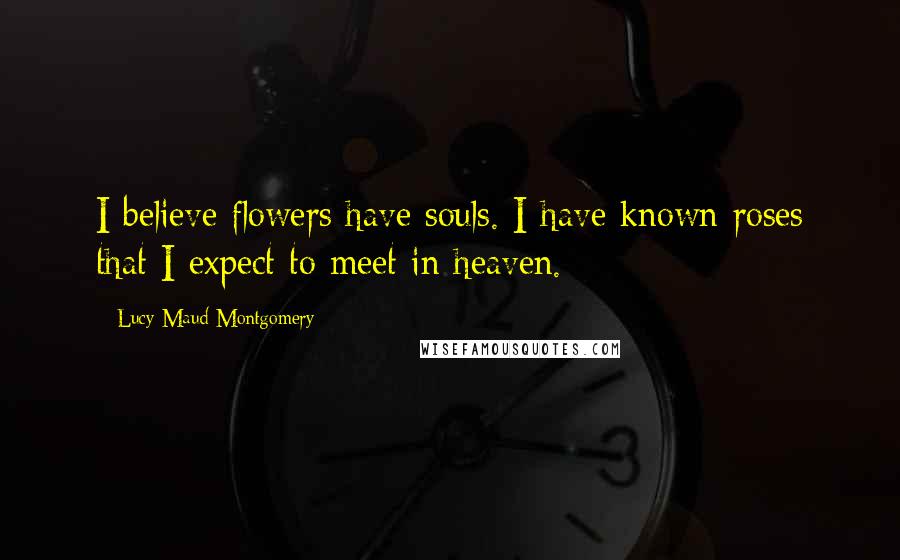 Lucy Maud Montgomery quotes: I believe flowers have souls. I have known roses that I expect to meet in heaven.