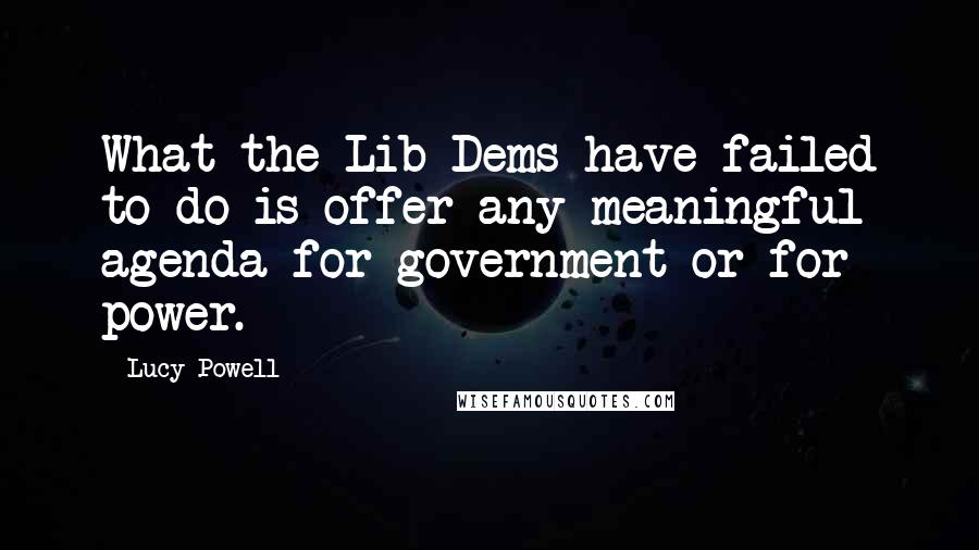 Lucy Powell quotes: What the Lib Dems have failed to do is offer any meaningful agenda for government or for power.