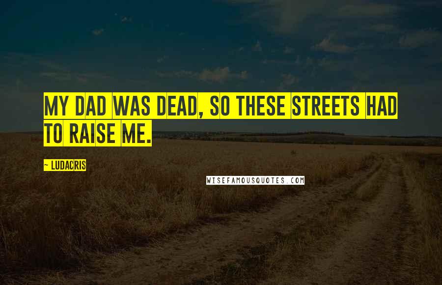 Ludacris quotes: My dad was dead, so these streets had to raise me.