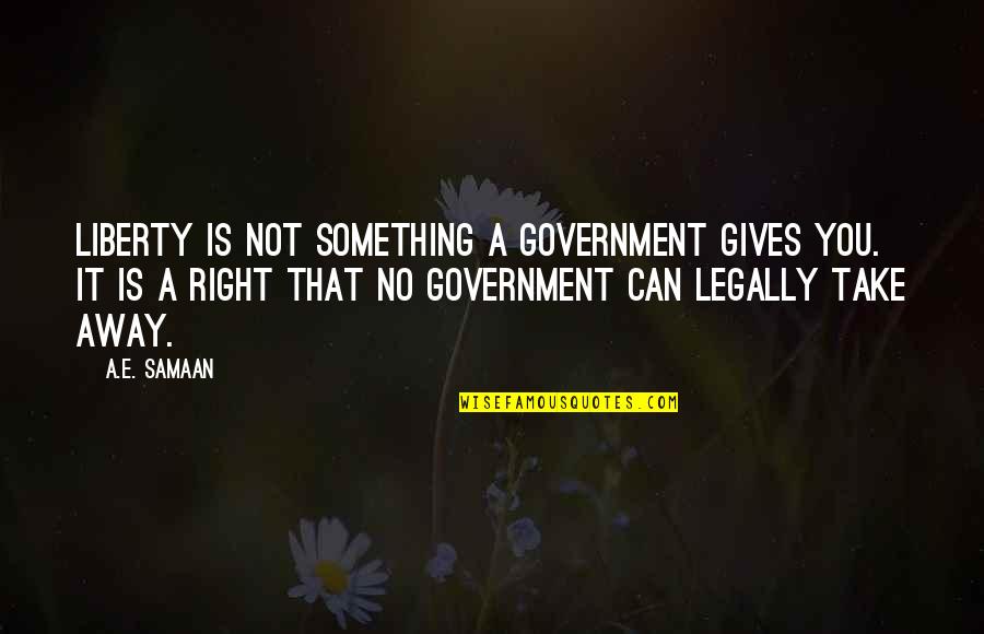 Ludington Mi Quotes By A.E. Samaan: Liberty is not something a government gives you.