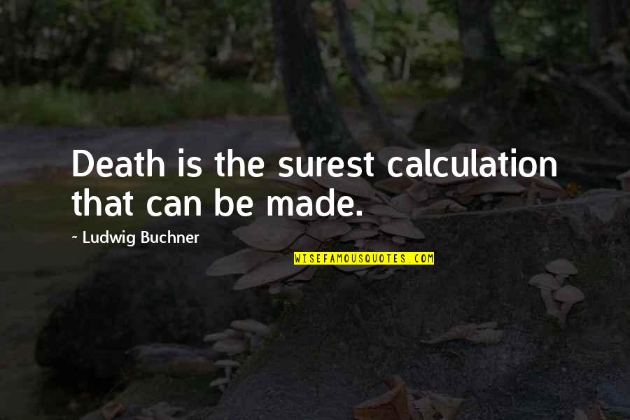 Ludwig Buchner Quotes By Ludwig Buchner: Death is the surest calculation that can be