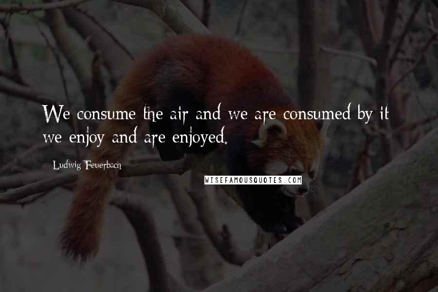 Ludwig Feuerbach quotes: We consume the air and we are consumed by it; we enjoy and are enjoyed.