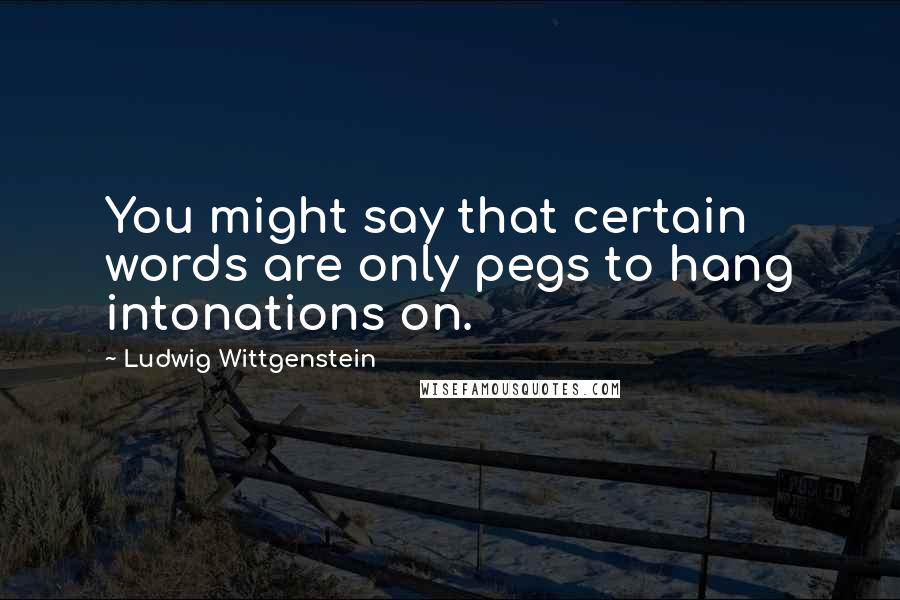 Ludwig Wittgenstein quotes: You might say that certain words are only pegs to hang intonations on.