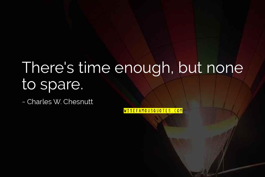 Ludziom Quotes By Charles W. Chesnutt: There's time enough, but none to spare.