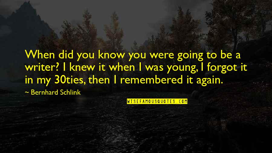 Luenh Quotes By Bernhard Schlink: When did you know you were going to