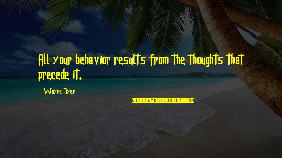 Lugones Lugar Quotes By Wayne Dyer: All your behavior results from the thoughts that