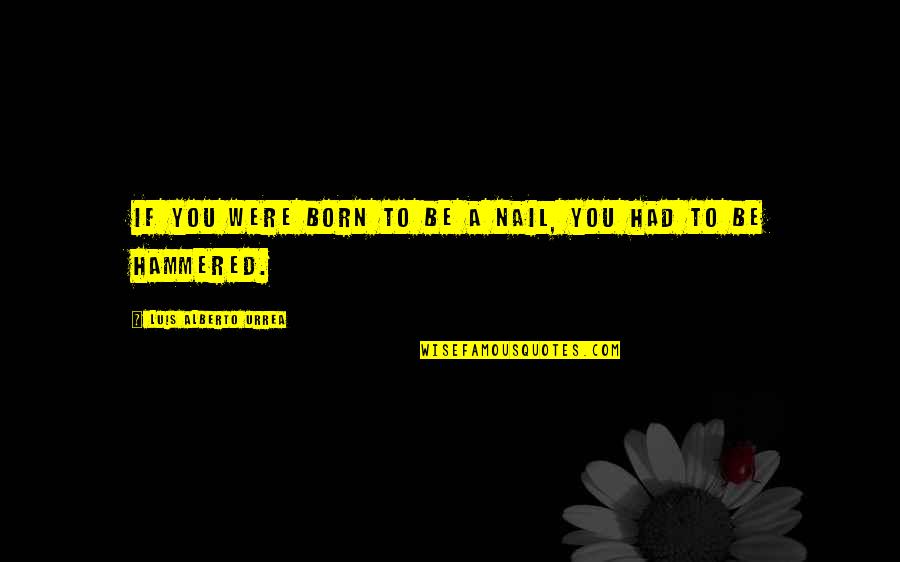 Luis Alberto Quotes By Luis Alberto Urrea: If you were born to be a nail, Luis Alberto Quotes By Luis Alberto Urrea: If you were born to be a nail,