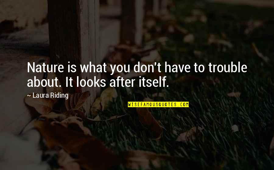 Luis Mendoza Quotes By Laura Riding: Nature is what you don't have to trouble