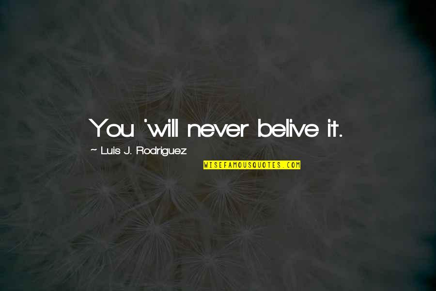 Luis Rodriguez Quotes By Luis J. Rodriguez: You 'will never belive it.