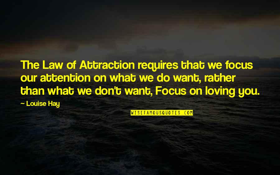 Luisber Santiagos Age Quotes By Louise Hay: The Law of Attraction requires that we focus