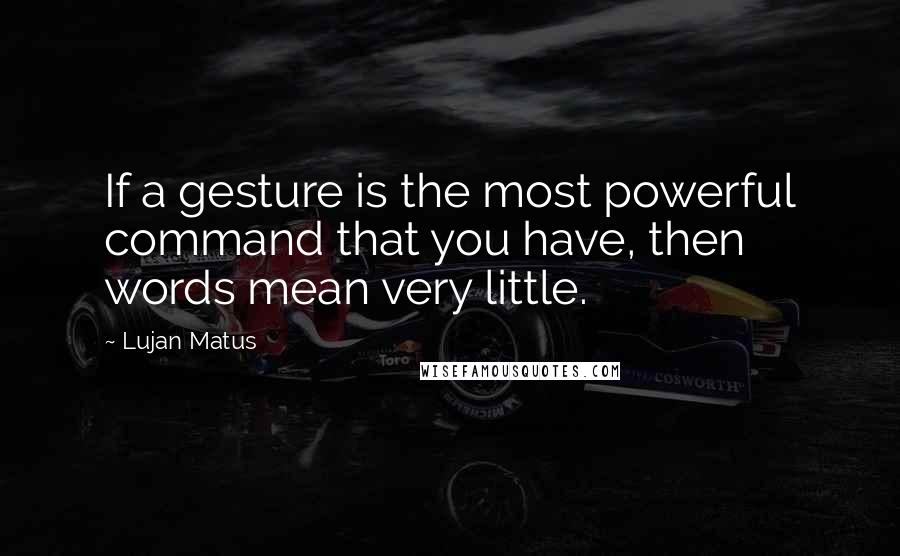 Lujan Matus quotes: If a gesture is the most powerful command that you have, then words mean very little.