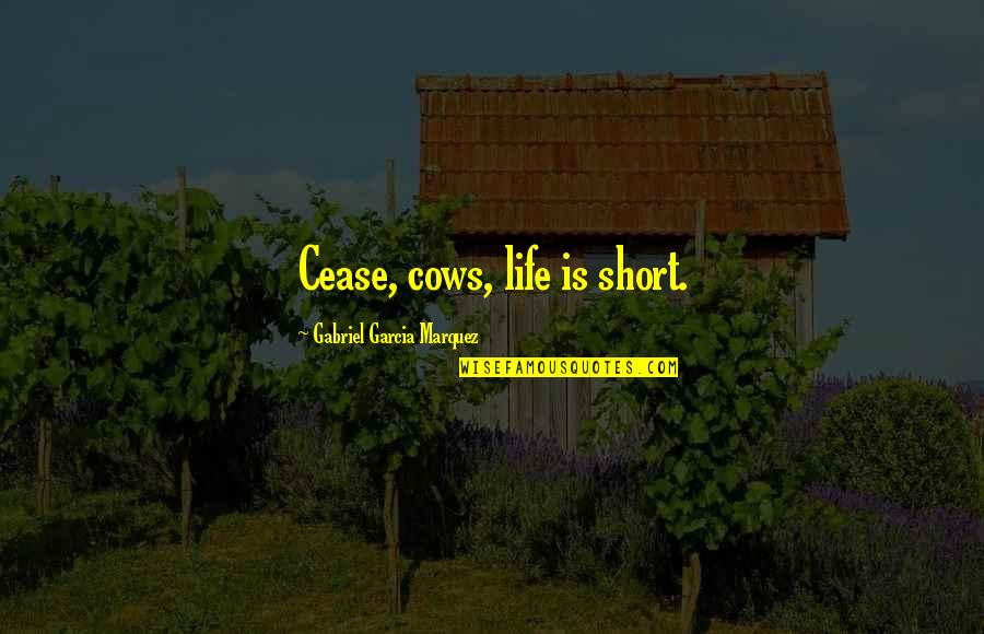 Lukashenko Funny Quotes By Gabriel Garcia Marquez: Cease, cows, life is short.