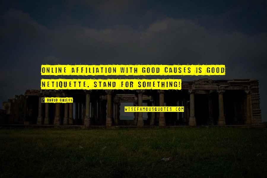 Lukather Quotes By David Chiles: Online affiliation with good causes is good netiquette.