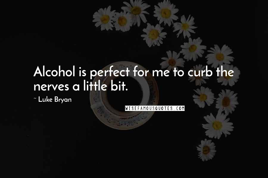 Luke Bryan quotes: Alcohol is perfect for me to curb the nerves a little bit.