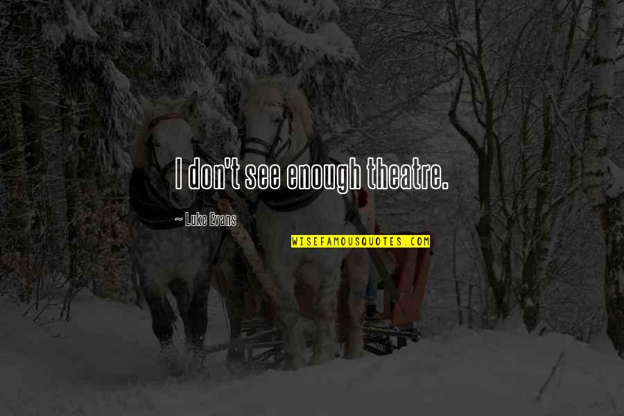 Luke Evans Quotes By Luke Evans: I don't see enough theatre. Luke Evans Quotes By Luke Evans: I don't see enough theatre.