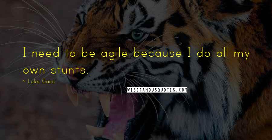 Luke Goss quotes: I need to be agile because I do all my own stunts.