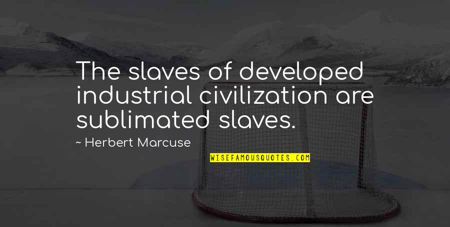 Luke Rhinehart Dice Man Quotes By Herbert Marcuse: The slaves of developed industrial civilization are sublimated