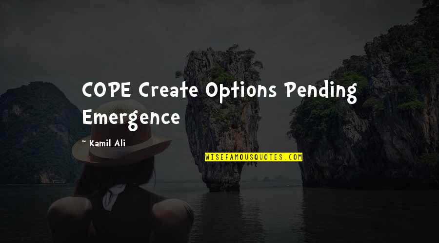 Lukewarmness Quotes By Kamil Ali: COPE Create Options Pending Emergence