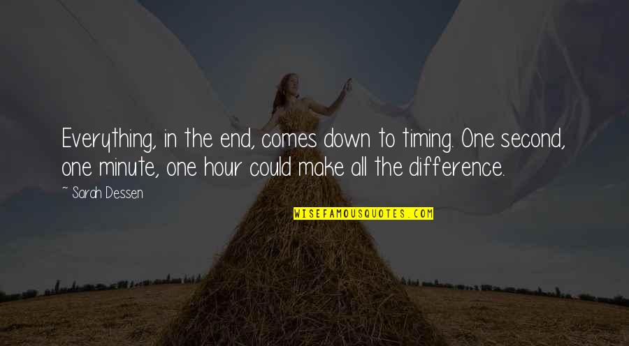 Lullaby's Quotes By Sarah Dessen: Everything, in the end, comes down to timing. Lullaby's Quotes By Sarah Dessen: Everything, in the end, comes down to timing.