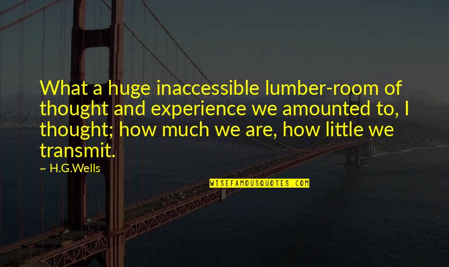 Lumber Quotes By H.G.Wells: What a huge inaccessible lumber-room of thought and