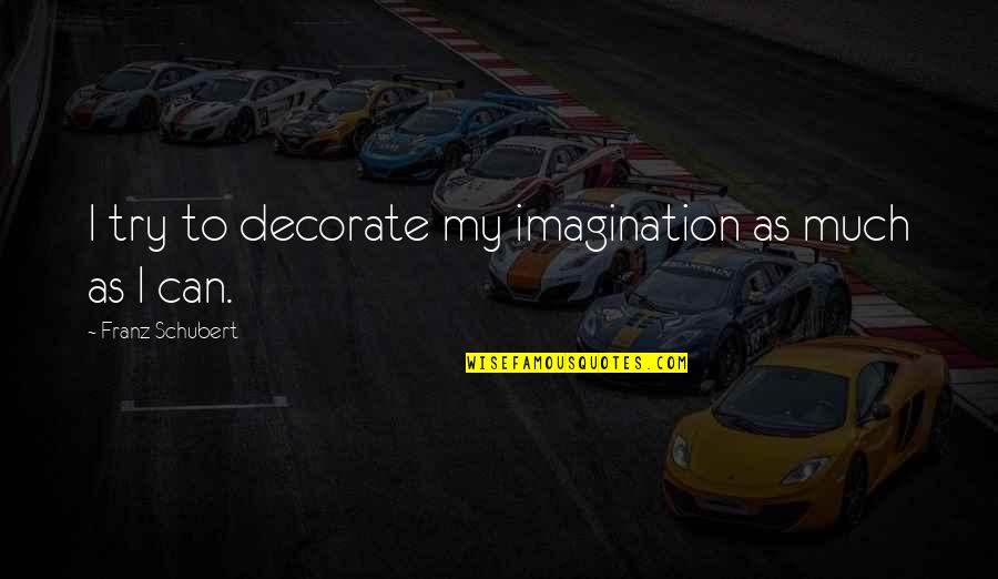 Lumbosacral Trunk Quotes By Franz Schubert: I try to decorate my imagination as much Lumbosacral Trunk Quotes By Franz Schubert: I try to decorate my imagination as much
