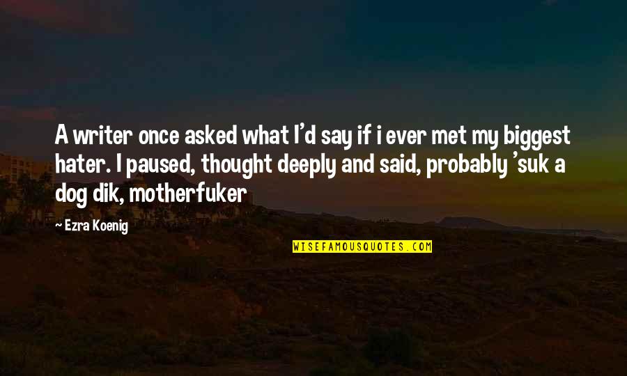 Luminar Quotes By Ezra Koenig: A writer once asked what I'd say if