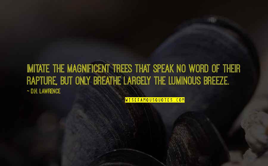Luminous Quotes By D.H. Lawrence: Imitate the magnificent trees that speak no word