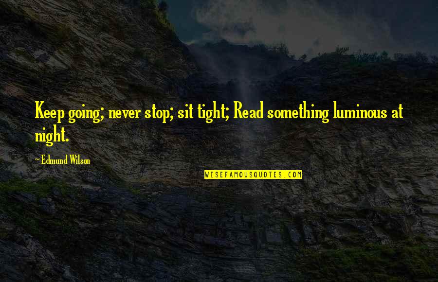 Luminous Quotes By Edmund Wilson: Keep going; never stop; sit tight; Read something