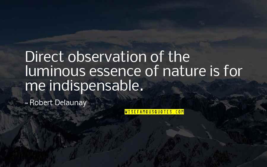 Luminous Quotes By Robert Delaunay: Direct observation of the luminous essence of nature