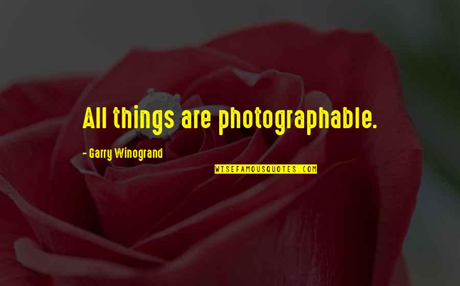 Luminousness Quotes By Garry Winogrand: All things are photographable.