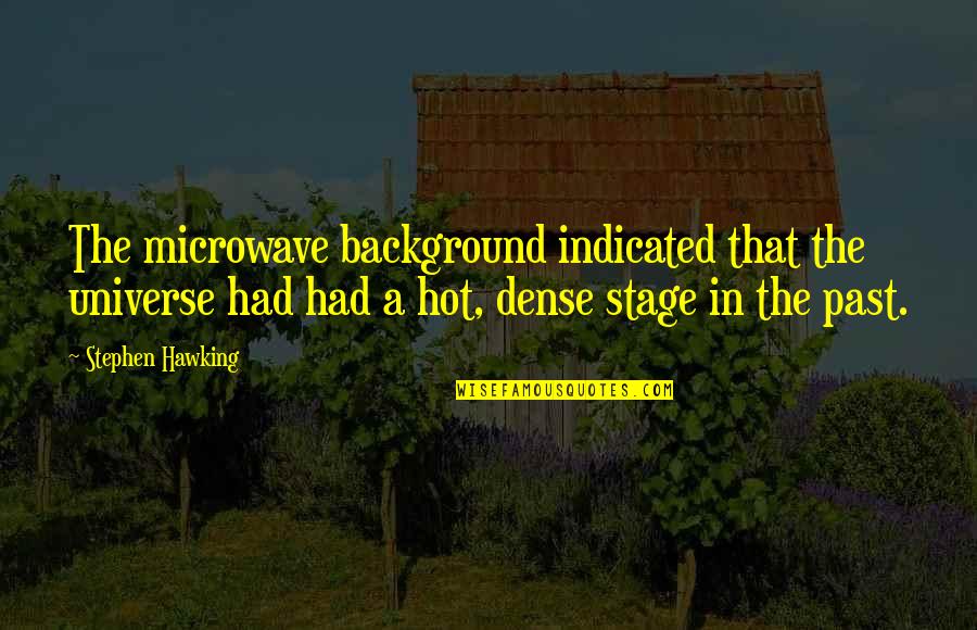 Lumunious Quotes By Stephen Hawking: The microwave background indicated that the universe had