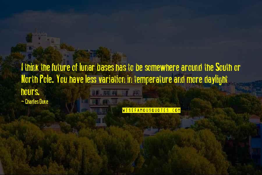 Lunar 2 Quotes By Charles Duke: I think the future of lunar bases has Lunar 2 Quotes By Charles Duke: I think the future of lunar bases has