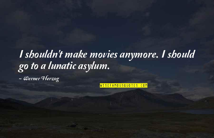 Lunatic Asylums Quotes By Werner Herzog: I shouldn't make movies anymore. I should go