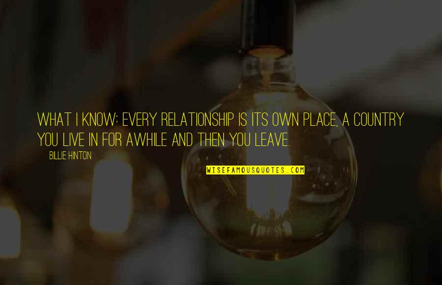 Lunationseries Quotes By Billie Hinton: What I know: every relationship is its own Lunationseries Quotes By Billie Hinton: What I know: every relationship is its own