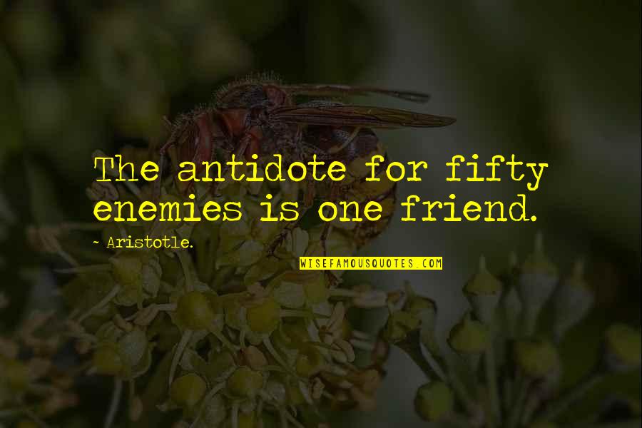 Lunckerstv Quotes By Aristotle.: The antidote for fifty enemies is one friend.