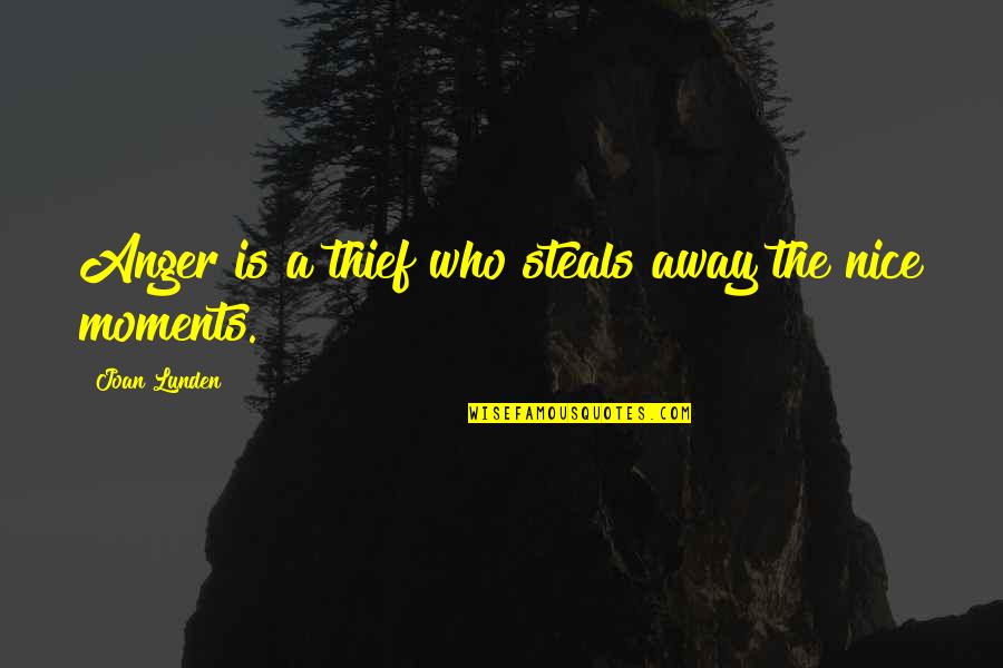Lunden's Quotes By Joan Lunden: Anger is a thief who steals away the Lunden's Quotes By Joan Lunden: Anger is a thief who steals away the