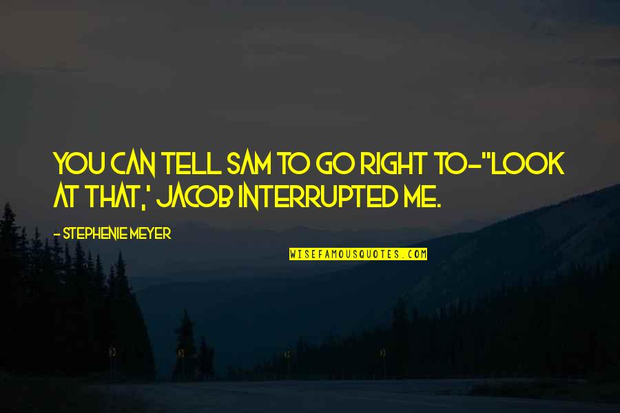 Lundergan Campground Quotes By Stephenie Meyer: You can tell Sam to go right to-''Look