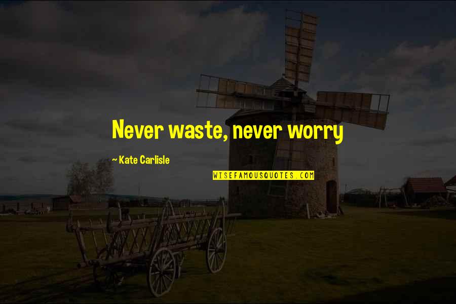 Lunsdorf Quotes By Kate Carlisle: Never waste, never worry