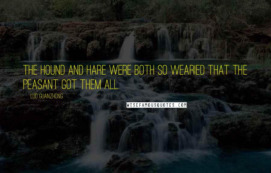 Luo Guanzhong quotes: The hound and hare were both so wearied that the peasant got them all.