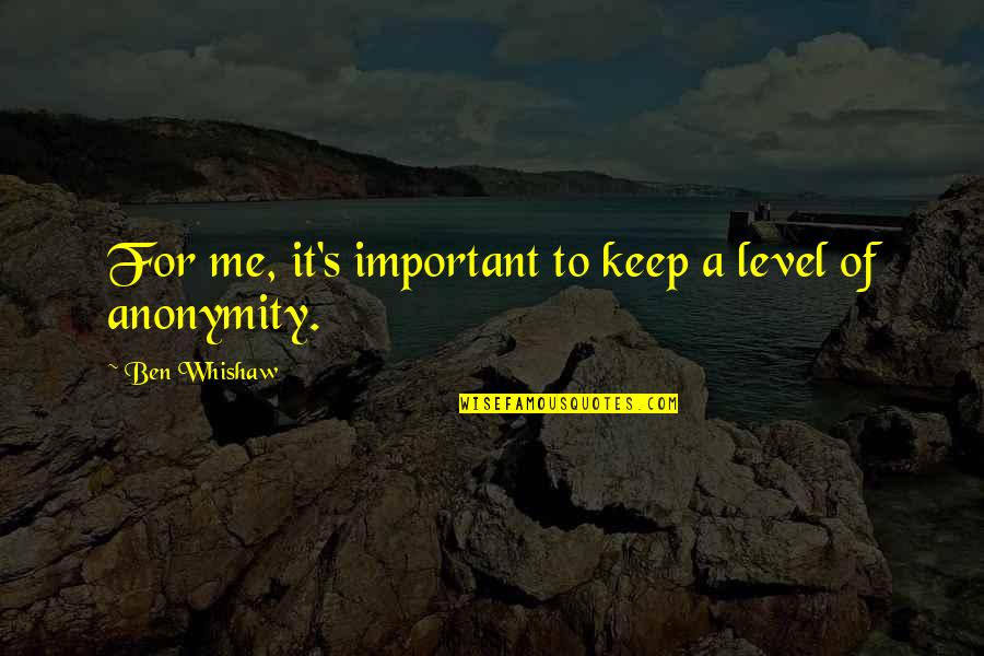 Lupacchini Somerset Quotes By Ben Whishaw: For me, it's important to keep a level