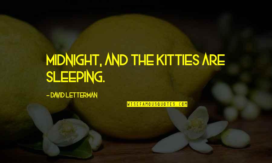 Luparello Farmingdale Quotes By David Letterman: Midnight, and the kitties are sleeping. Luparello Farmingdale Quotes By David Letterman: Midnight, and the kitties are sleeping.