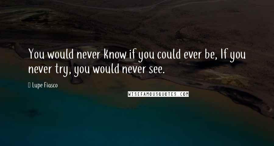 Lupe Fiasco quotes: You would never know if you could ever be, If you never try, you would never see.