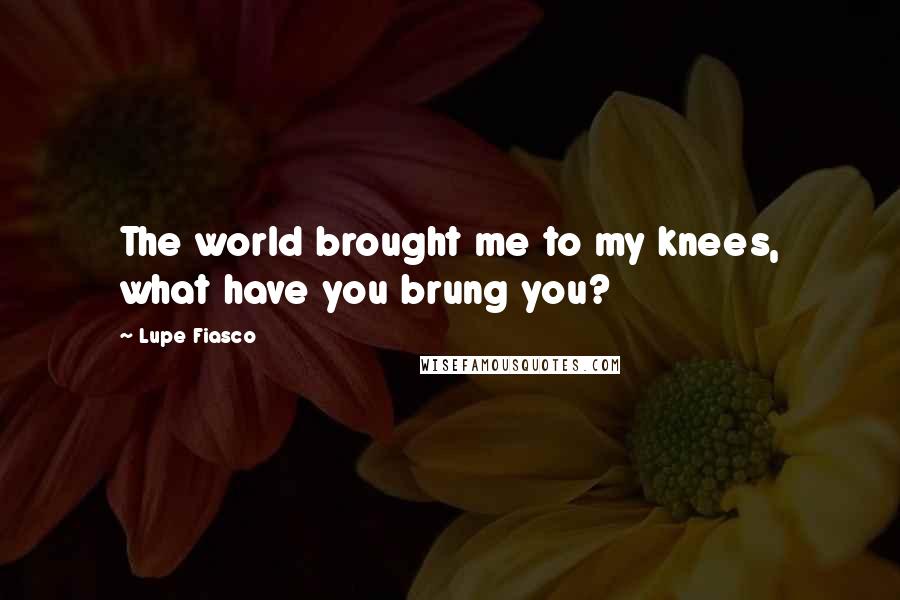 Lupe Fiasco quotes: The world brought me to my knees, what have you brung you?