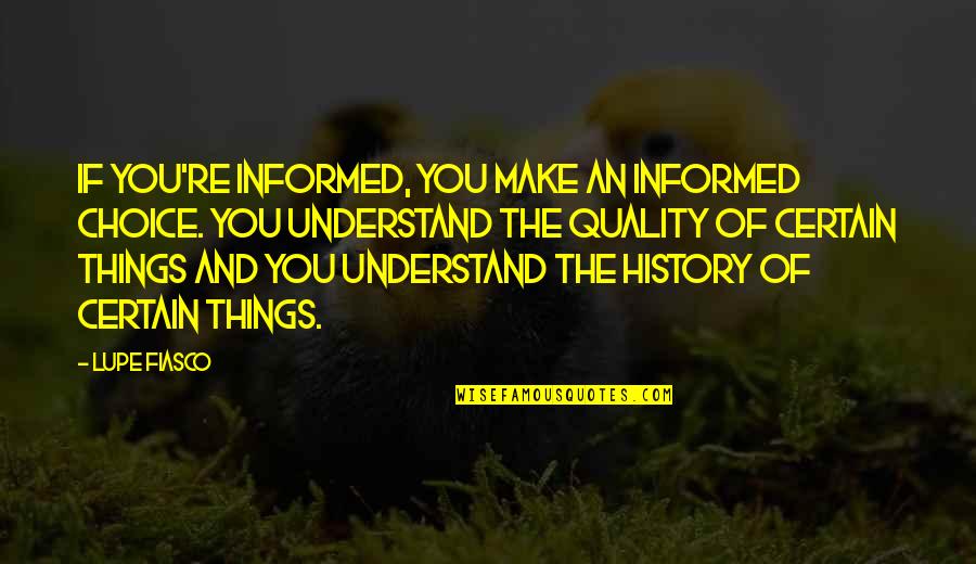 Lupe Quotes By Lupe Fiasco: If you're informed, you make an informed choice.