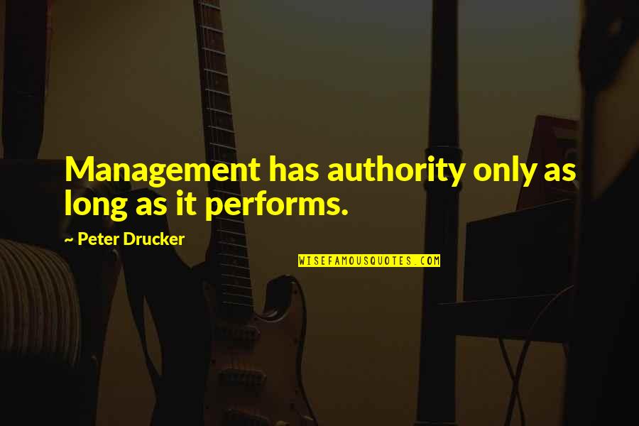 Lupearl Quotes By Peter Drucker: Management has authority only as long as it