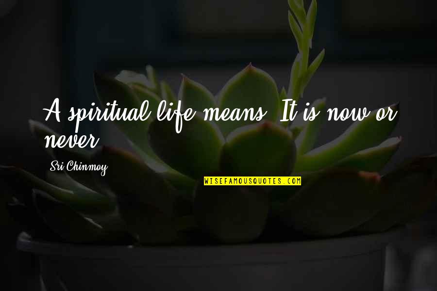 Luring Love Quotes By Sri Chinmoy: A spiritual life means: It is now or