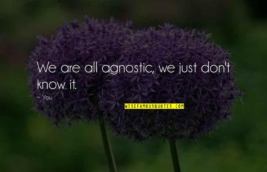 Lury Quotes By You: We are all agnostic, we just don't know