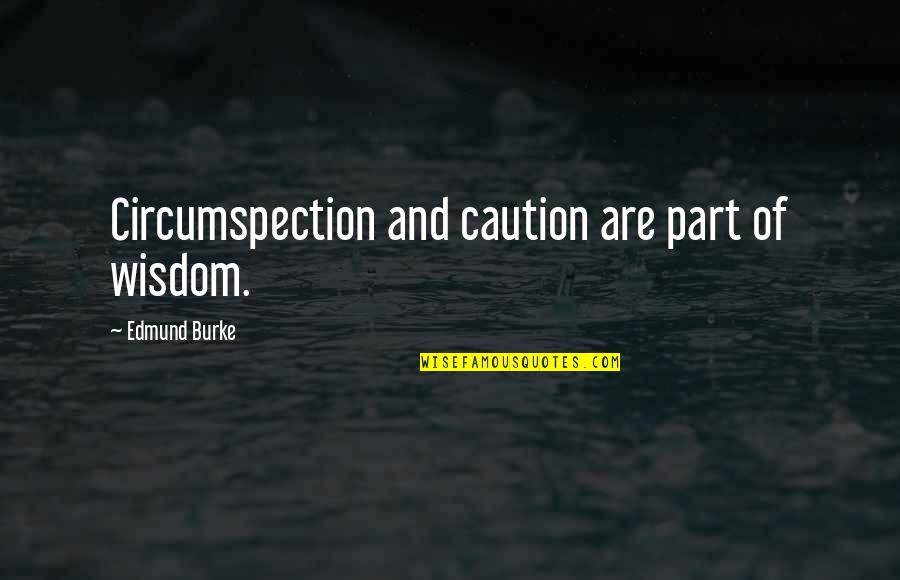 Luscious Quotes By Edmund Burke: Circumspection and caution are part of wisdom.